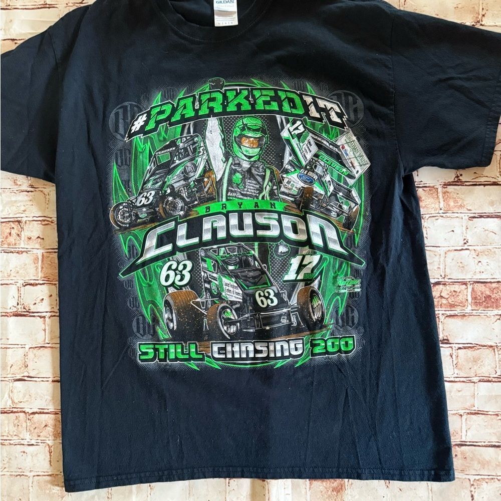 Gildan Black Bryan Clauson Racing Graphic Tee Rare Sprint Car Race Large